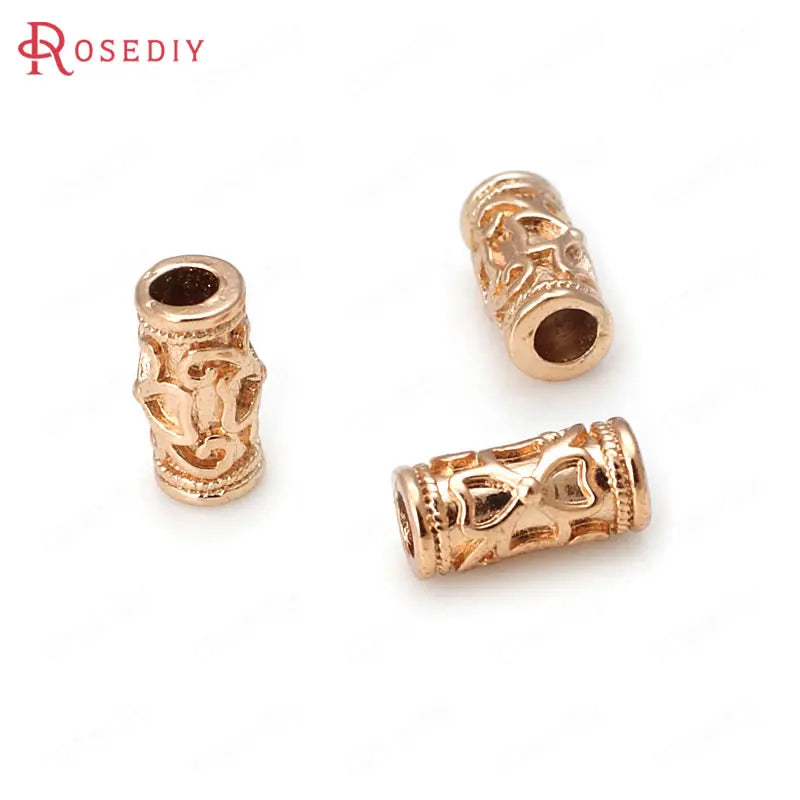 10PCS 5x11MM Champagne Brass Cylinder Spacer Beads Jewelry Diy