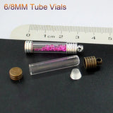 10PCS 6/8MM Rice Tubes Pendants Metal Cap DIY Vials Wishing Glass Bottle Locket