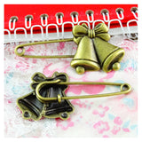 10PCS Antique Bronze Small Bell Brooch Pins DIY Jewelry Accessories