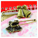 10PCS Antique Bronze Small Bell Brooch Pins DIY Jewelry Accessories