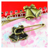 10PCS Antique Bronze Small Bell Brooch Pins DIY Jewelry Accessories