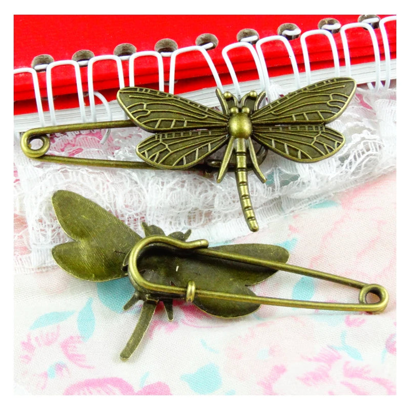10PCS Antique Bronze Dragonfly Brooch Pins DIY Charms Jewelry Accessories