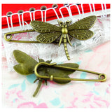 10PCS Antique Bronze Dragonfly Brooch Pins DIY Charms Jewelry Accessories