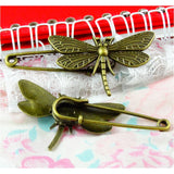 10PCS Antique Bronze Dragonfly Brooch Pins DIY Charms Jewelry Accessories
