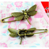 10PCS Antique Bronze Dragonfly Brooch Pins DIY Charms Jewelry Accessories