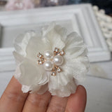 10PCS Chiffon Flowers Rhinestone Hair Accessories DIY Wedding Dress Home Decor