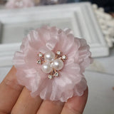 10PCS Chiffon Flowers Rhinestone Hair Accessories DIY Wedding Dress Home Decor