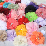 10PCS Pearl Chiffon Flowers Hair Accessories DIY Flower Wedding Dress