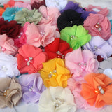 10PCS Pearl Chiffon Flowers Hair Accessories DIY Flower Wedding Dress