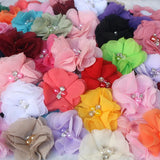 10PCS Pearl Chiffon Flowers Hair Accessories DIY Flower Wedding Dress