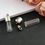 10PCS 6MM Glass Vial Pendant with Screw Cap Wishing Bottle Oil Charm