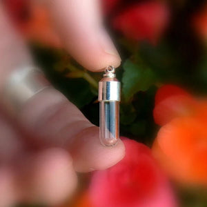 10PCS 6MM Glass Vial Pendant with Screw Cap Wishing Bottle Oil Charm