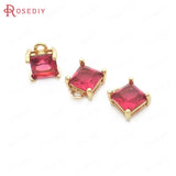 10PCS 6MM Champagne Brass and Glass Square Charms Pendants for Earrings Making