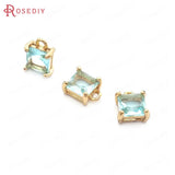 10PCS 6MM Champagne Brass and Glass Square Charms Pendants for Earrings Making