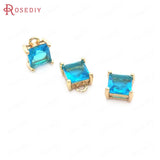 10PCS 6MM Champagne Brass and Glass Square Charms Pendants for Earrings Making