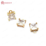 10PCS 6MM Champagne Brass and Glass Square Charms Pendants for Earrings Making