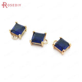 10PCS 6MM Champagne Brass and Glass Square Charms Pendants for Earrings Making