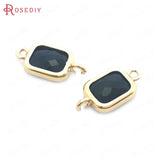 10PCS High Champagne Brass Glass Rectangle Connect Charms Pendants