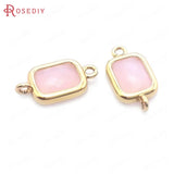 10PCS High Champagne Brass Glass Rectangle Connect Charms Pendants