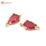 10PCS 6x8MM High Champagne Brass and Glass 2 Holes Tear Drop Shape Charms