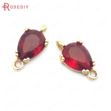 10PCS 6x8MM High Champagne Brass and Glass 2 Holes Tear Drop Shape Charms