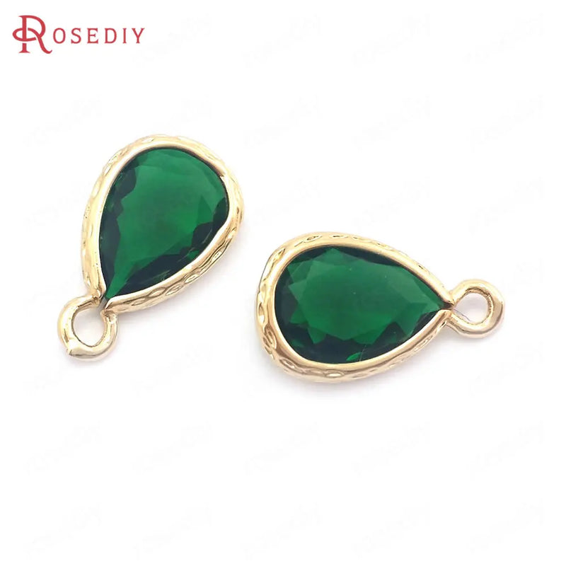 10PCS 7x10MM Champagne Tear Drop Charms Pendants for Jewelry Making