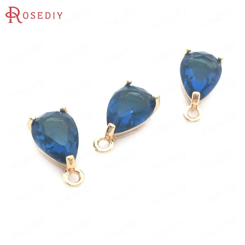 10PCS 7x10MM Champagne Tear Drop Charms Pendants for DIY Jewelry Making