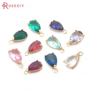 10PCS 7x10MM Champagne Tear Drop Charms Pendants for DIY Jewelry Making