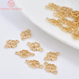 10PCS 7x12MM 24K Champagne Plated Brass Lucky Flower Clover Connect Charms
