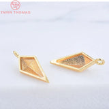 10PCS 7x17MM Rhombus Charms Pendants 24K Plated Brass