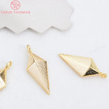 10PCS 7x17MM Rhombus Charms Pendants 24K Plated Brass