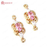 10PCS 7x18MM Champagne Brass and Zircon 2 Holes Oval Connect Charms Pendants