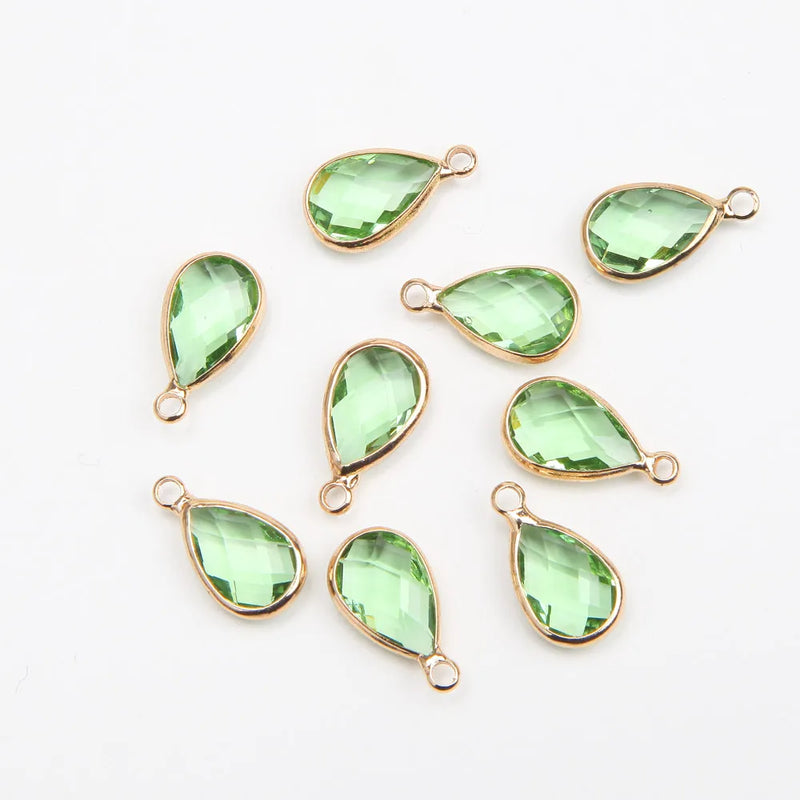 10PCS 8*12mm Glass Drop Faceted Charms for Jewelry Making