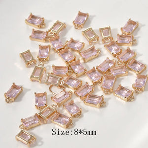 10PCS 8*5mm 14k Plated Rhinestone Bracelet Charms for DIY Jewelry Making