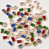 10PCS 8*5mm 14k Plated Rhinestone Bracelet Charms for DIY Jewelry Making
