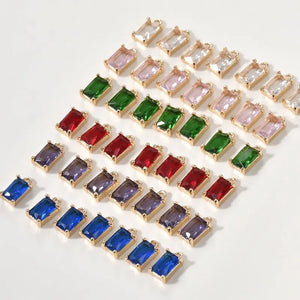 10PCS 8*5mm 14k Plated Rhinestone Bracelet Charms for DIY Jewelry Making