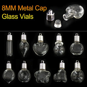 10PCS 8MM Glass Vial Pendant with Name DIY Wishing Bottle Jewelry