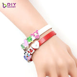 10PCS 8MM Wide PU Leather Wristband Bracelets for DIY Charms LSBR035*10