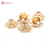 10PCS 8MM 24K Brass Beads Caps Tassel Caps Jewelry Earrings Making Supplies