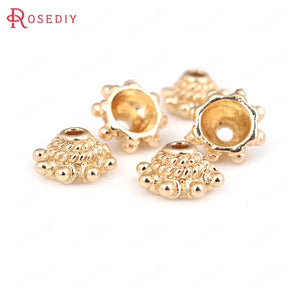 10PCS 8MM 24K Brass Beads Caps Tassel Caps Jewelry Earrings Making Supplies
