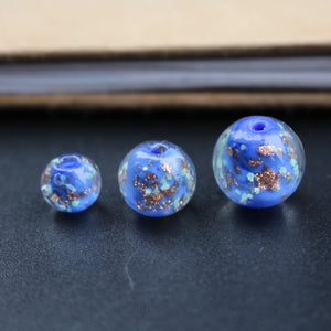 10PCS Luminous Glass Beads & Shinning Powder Solid Cobalt Loose Beads
