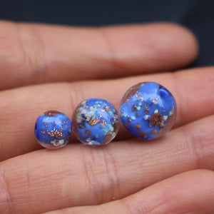10PCS Luminous Glass Beads & Shinning Powder Solid Cobalt Loose Beads