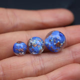 10PCS Luminous Glass Beads & Shinning Powder Solid Cobalt Loose Beads