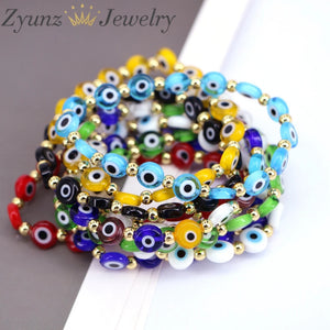 10PCS 8mm Eye Beads Bracelets Lampwork Glass Boho Jewelry