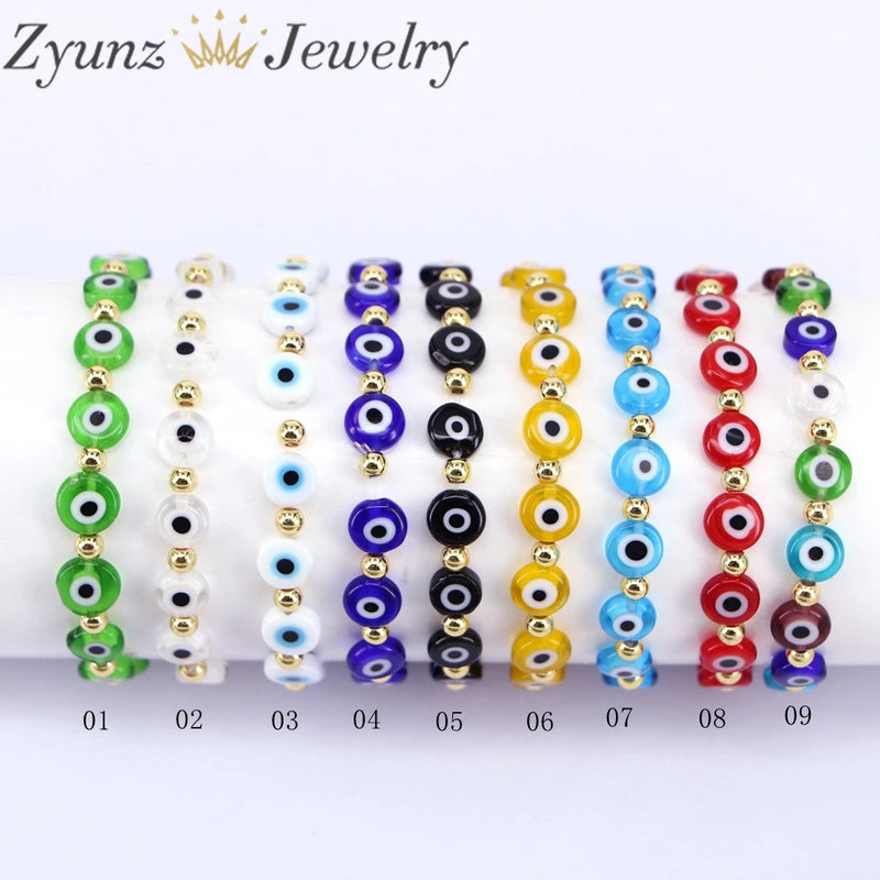 10PCS 8mm Eye Beads Bracelets Lampwork Glass Boho Jewelry
