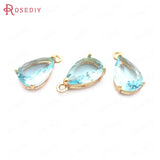 10PCS 8x12MM Champagne Brass & Glass Tear Drop Charms DIY Accessories