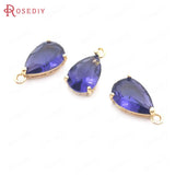 10PCS 8x12MM Champagne Brass & Glass Tear Drop Charms DIY Accessories