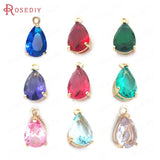 10PCS 8x12MM Champagne Brass & Glass Tear Drop Charms DIY Accessories