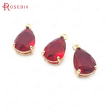 10PCS 8x12MM Champagne Brass & Glass Tear Drop Charms DIY Accessories