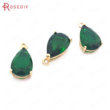 10PCS 8x12MM Champagne Brass & Glass Tear Drop Charms DIY Accessories